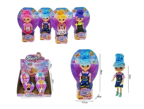 Doll - Colorful Hair, Mix, 14cm
