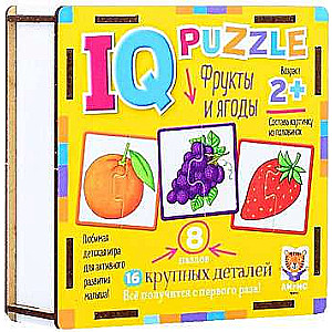 IQ Puzzle Wooden. Fruits and Berries 12 Puzzles