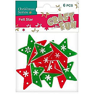 New Year decor sticker 6 pcs felt stars
