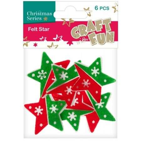 New Year decor sticker 6 pcs felt stars