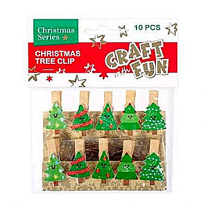 New Year's decor - Clothespins Christmas Tree 10 pcs. wood