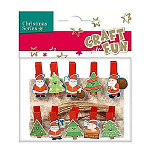 New Year decoration - clothespins 10 pcs. MIX wood