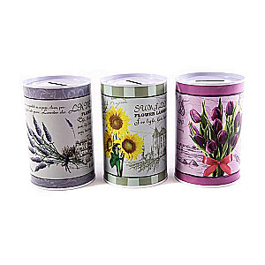 Flower Language Piggy Bank in a Tin Can