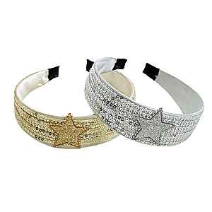 Wide headband with one star, gold/silver