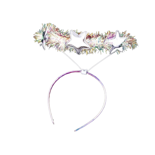 Headband with Angel Halo and Stars, Gold/Silver