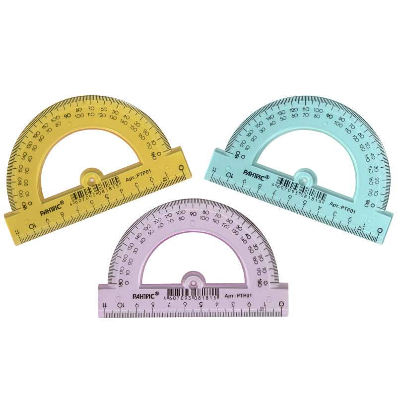 Protractor 180° 12cm, transparent