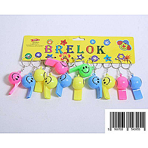 Keychain - Whistle Smiley, 1 pc, mix