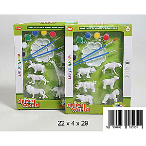 Creative Kit - Animal Figures for Painting + Paints + Brush