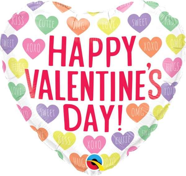 Folijas balons 18 QL Sirds Happy Valentines Day