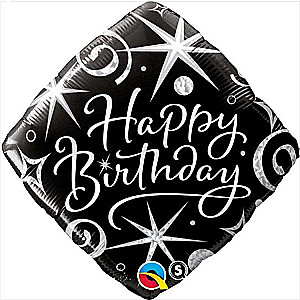 Foil Balloon 18 Happy Birthday Black and White