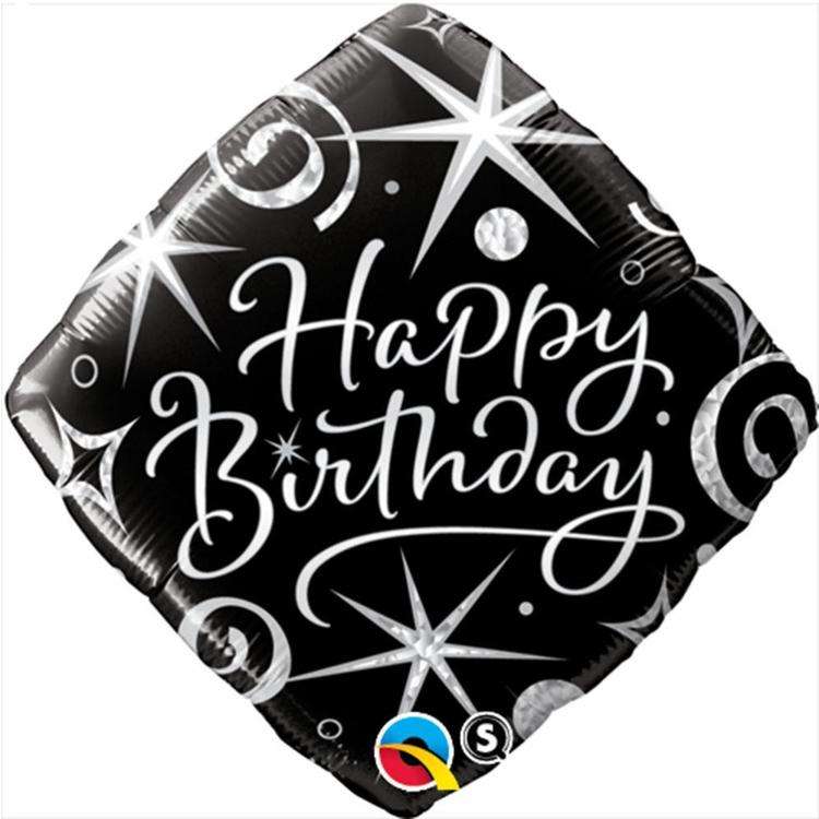 Foil Balloon 18 Happy Birthday Black and White