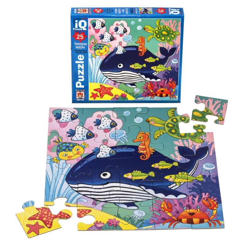 IQ Puzzle. Maxi. 25 pieces. Whale in the blue sea 2+