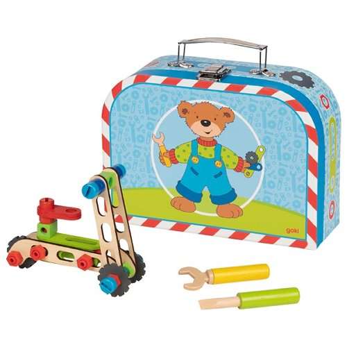 GOKI Wooden Constructor Modular Car in a Suitcase