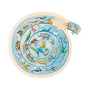 GOKI Wooden Puzzle - Animal Circle, 27 pieces