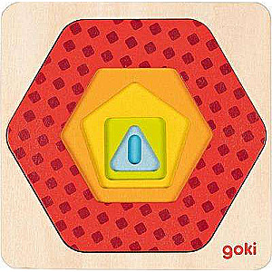 Wooden puzzle GOKI 5 levels of geometric shapes, 1 model