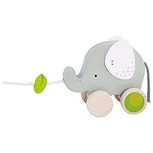 Pull Toy GOKI Elephant with Leaf