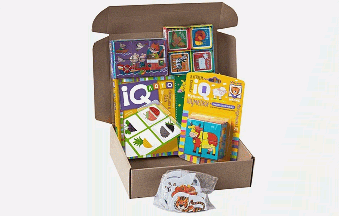 Package. From Santa Claus. 2-3 years. Basic set of IQ games