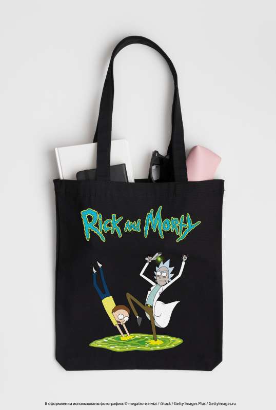 Bag. Rick and Morty Portal Black, 38x43 cm, Handle Length 58 cm