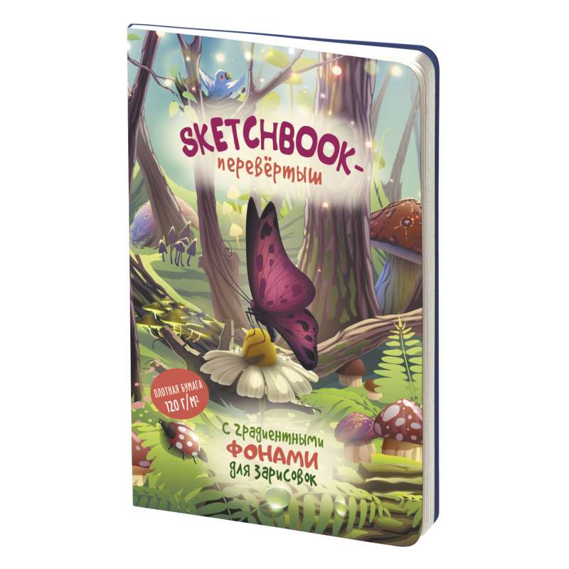 Sketchbook DAY/NIGHT cover with mushrooms
