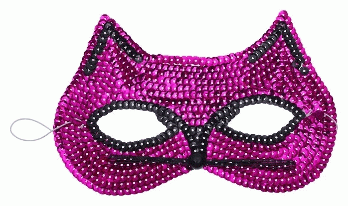 Carnival Cat Mask with Sequins, Fuchsia Color