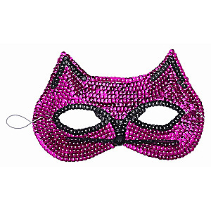 Carnival Cat Mask with Sequins, Fuchsia Color