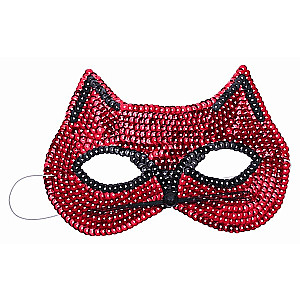 Carnival mask Cat with sequins, color red