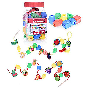 Educational set beads-lacing Fruits-Vegetables 40 pcs.