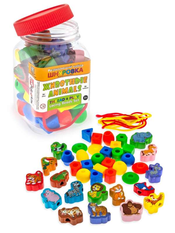Development set beads-lacing Animals 40 pcs.