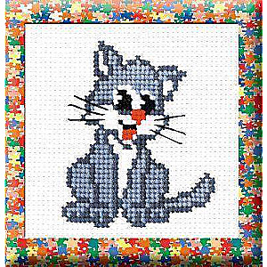 Embroidered Kit - Kitten 8x10 cm