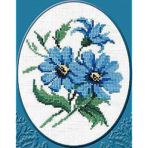 Embroidery Set - Blue Flowers 20x18 cm