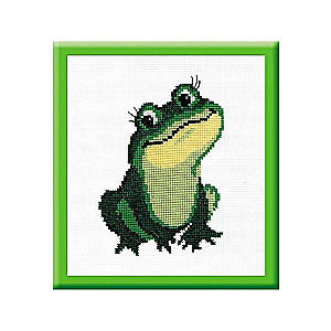 Embroidery Kit - Frog on Canvas, 8x13 cm