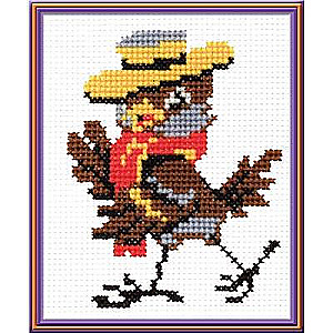 Embroidery Set - Sparrow in a Hat 10x13 cm.