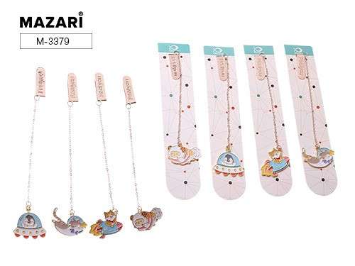 Metal bookmark, assorted 4 designs