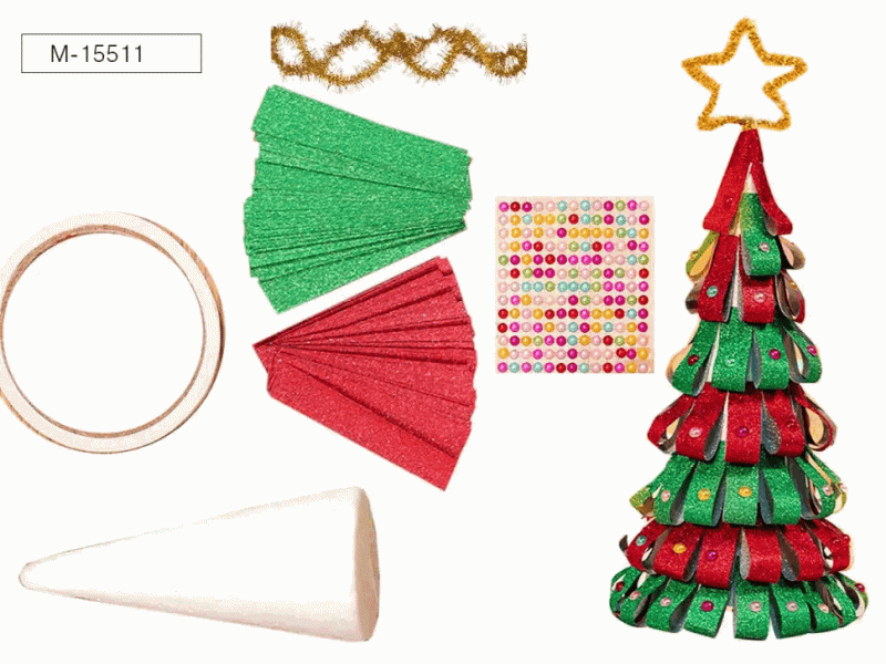 Creative set Christmas Tree made of ribbons