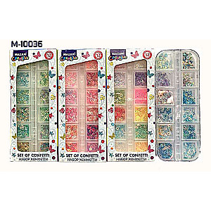 Confetti set, 12 colors, plastic box