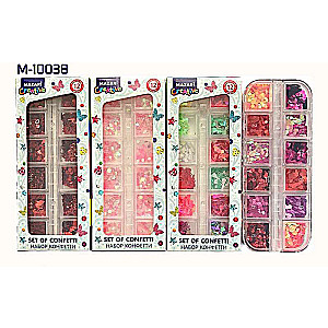 Confetti Set, 12 Colors, Assorted Designs, Plastic Box