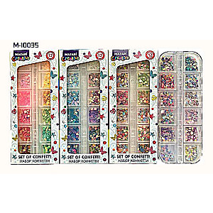 Confetti set, 12 colors, plastic box