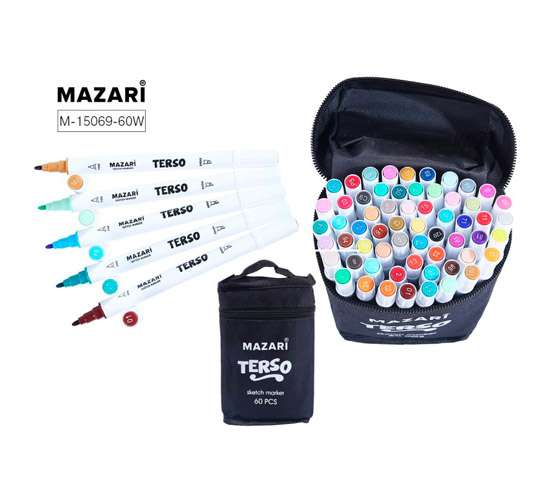 Double-sided TERSO Sketch Markers Set, 60 Colors