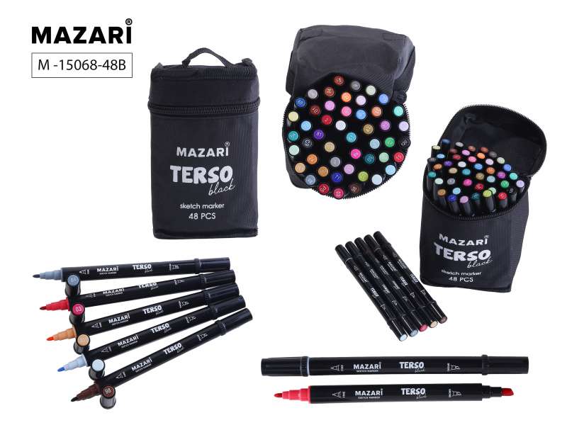 Dual-ended Sketch Markers Set TERSO BLACK, 48 colors