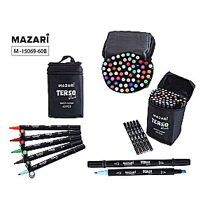 TERSO BLACK Double-Sided Sketch Markers Set, 60 Colors