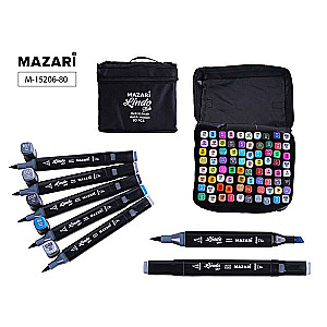 LINDO BLACK Double-Sided Sketch Markers Set, 80 Colors