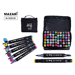 Set of Double-Sided Sketch Markers LINDO BLACK, 60 colors