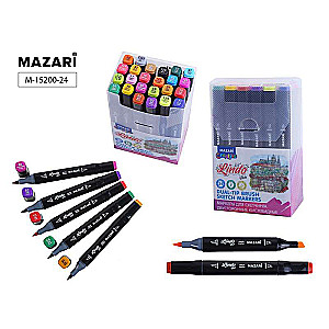 Double-sided sketch marker set LINDO BLACK, 24 colors