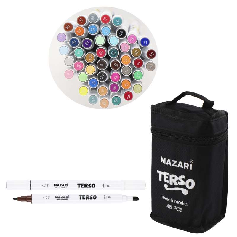 TERSO Double-sided Sketch Markers Set, 48 Colors