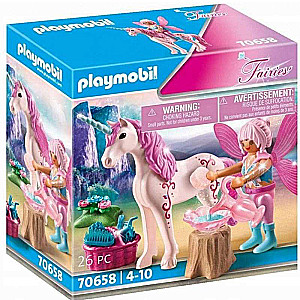 Figure Set - Fairy Caring for Unicorn, Pink