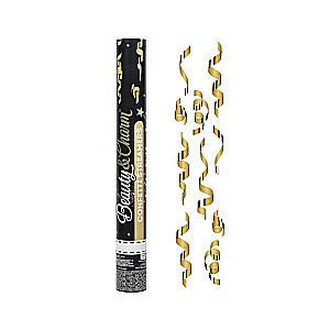 New Year's party popper Cannon 40cm. gold ribbons