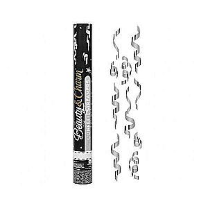 New Year popper Cannon 40cm. silver ribbons