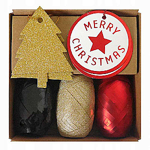 Christmas Packaging Set Ribbons 3 pcs x 10m/cards, red/gold 6 pcs.