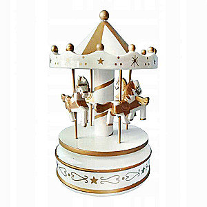 New Year Musical Carousel Gold/White 10x18 cm.