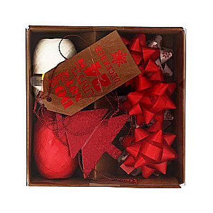 Christmas gift wrapping set ribbons 2 pcs./bows 6 pcs./cards 6 pcs. red/white